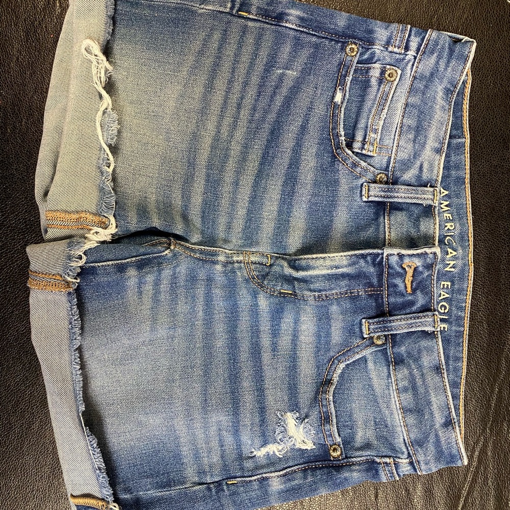 American Eagle Outfitters Women's Distressed Blue Denim Shorts